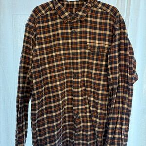 Patagonia Fjord Navy and Orange Flannel Shirt
